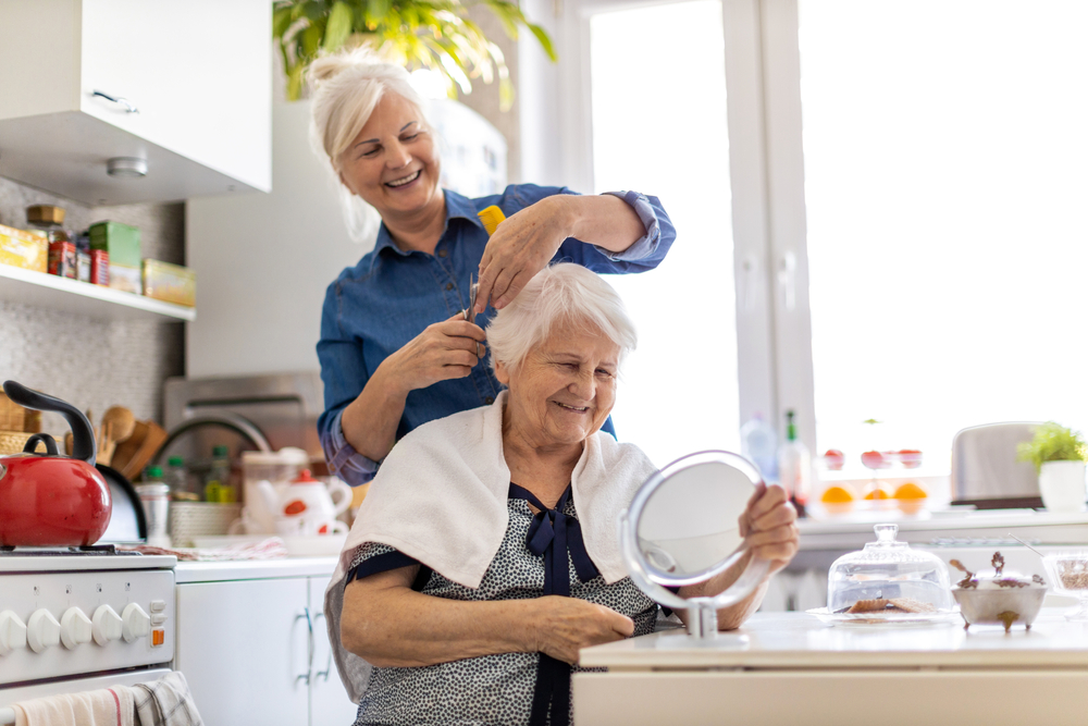 Senior receiving personal care and support