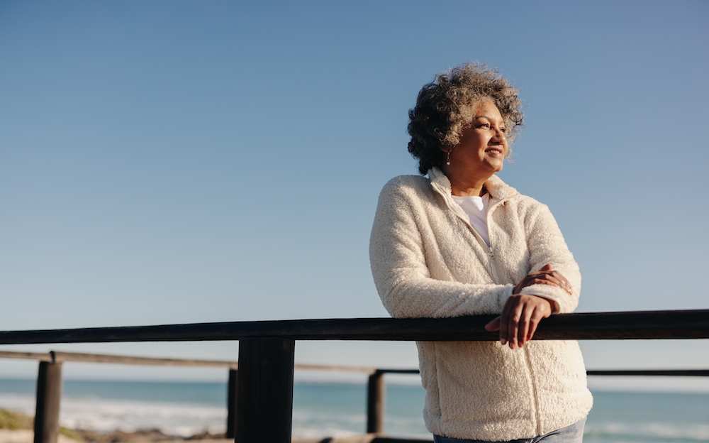 Senior woman enjoying ocean view
